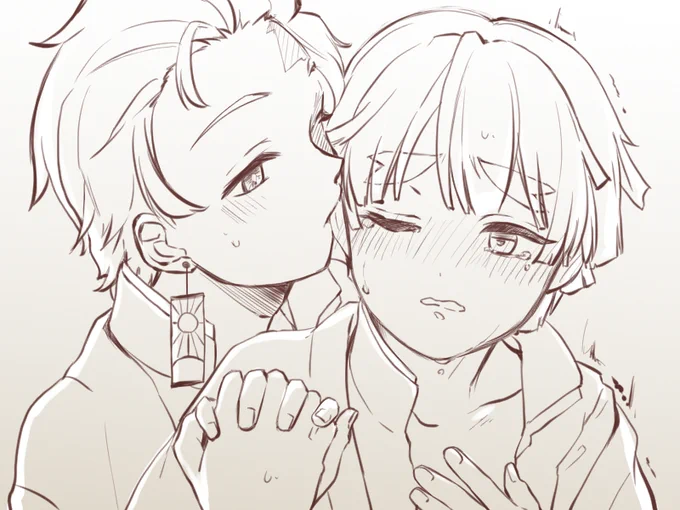 (ちょこっと背後にご注意)
お耳はむってする炭善描きたくなり申した?⚡️ 