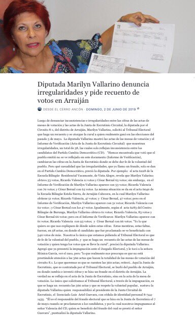 Diputada Marilyn Vallarino denuncia irregularidaes y pide recuento de votos en Arraiján  facebook.com/notes/desde-el…