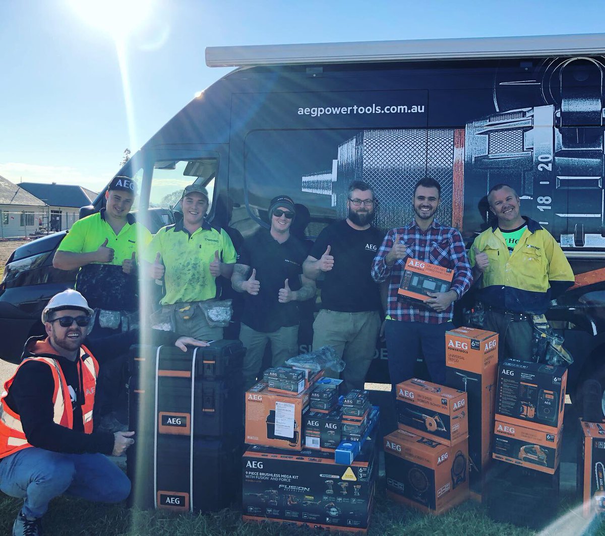KIIS1065's tweet photo. “This is lifechanging” - Tristan the tradie’s reaction when we surprised him with all the best power tools from @aegpowertoolsau after he had his kit stolen three times! 🛠 #KJGiveback #aegpowertools #aegtools #aegtoolsau https://t.co/87XBG3I79D