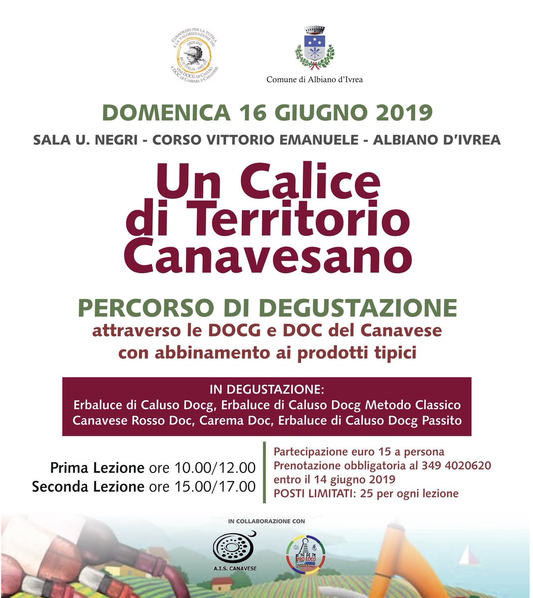 #Territorio 
Vi aspettiamo 🥂🍷
.
Prenotazione obbligatoria 
☎️ 349 4020620
 #aiscanavese 
@ProlocoAlbiano