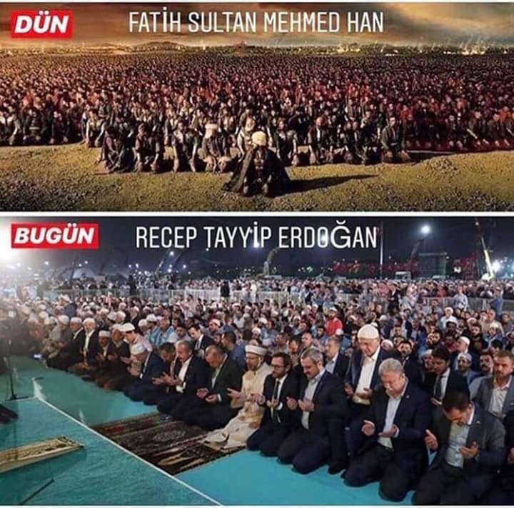 İstanbulun fethi
öncesi kılınan namaz...

kafirlere korku salmış..
kaybedeceklerini biliyorlar..

bu ülkede yaşayan insanların 
ayarları ile oynamak tehlikelidir..

Başkomutanımızın iki dudağı
arasında.......anladınızmı...??