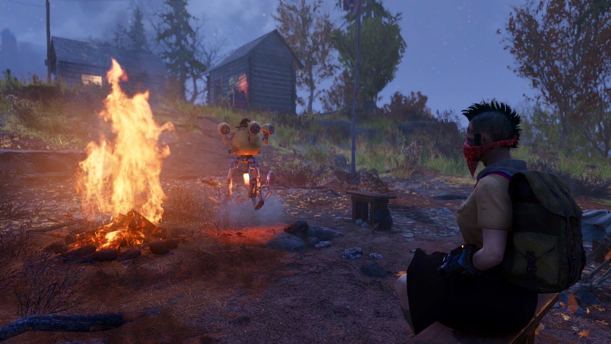 kreepersin's tweet photo. Scout Leader Penny said we should use the buddy system, but everyone seems to have died, except for me. Guess I’m stuck at camp until mom picks me up ##TFSChallenge #thatfalloutshowchallenge #thatfalloutshow #fallout76 #fallout #campadams @shalinel @Vendortronn @rickmcvick https://t.co/Ov0lb9qJhQ