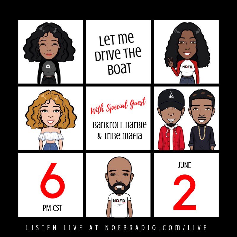 trustnofb's tweet photo. ISSA SHOW DAY!⁣
⁣
Tune into @dfwiradio today at 6 PM CST where we bring on two of our favorite Dallasites @BrooklynDye and @TribeMafia to interview and discuss who “drives the boat” in the relationship: the man or the woman!?!

Listen at https://t.co/isT9sdErPu! https://t.co/XmH6X4wd6h