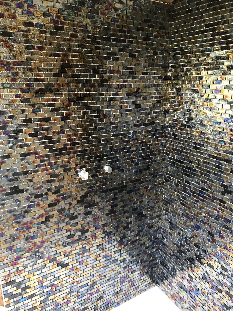 JuppJosh's tweet photo. Glass mosaic shower will pop back to grout it this week https://t.co/m5s5IeujtW