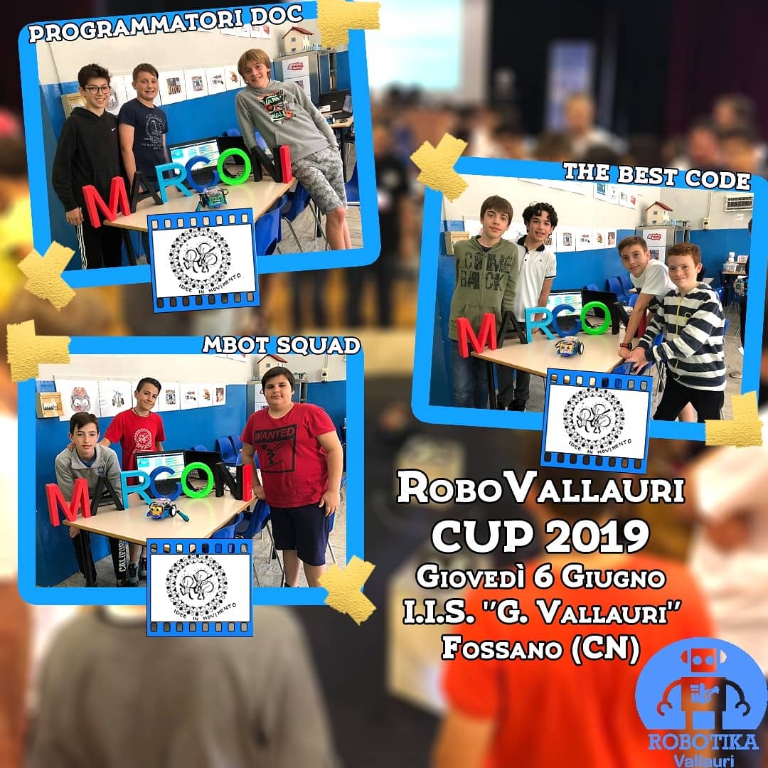 RoboVallauri's tweet photo. #TeamPresentation: l'IC Marconi di Savigliano sarà alla #RVC19 con 7 team. Loro sono: i Code Squad, i Cacciavite, i Sasso, i BotCode, i Programmatori DOC, i The Best Code e gli MBot Squad.
Tutti i team sono pronti a dare battaglia a chiunque si trovino di fronte.

#RoboVallauri https://t.co/ZnETcJtueW
