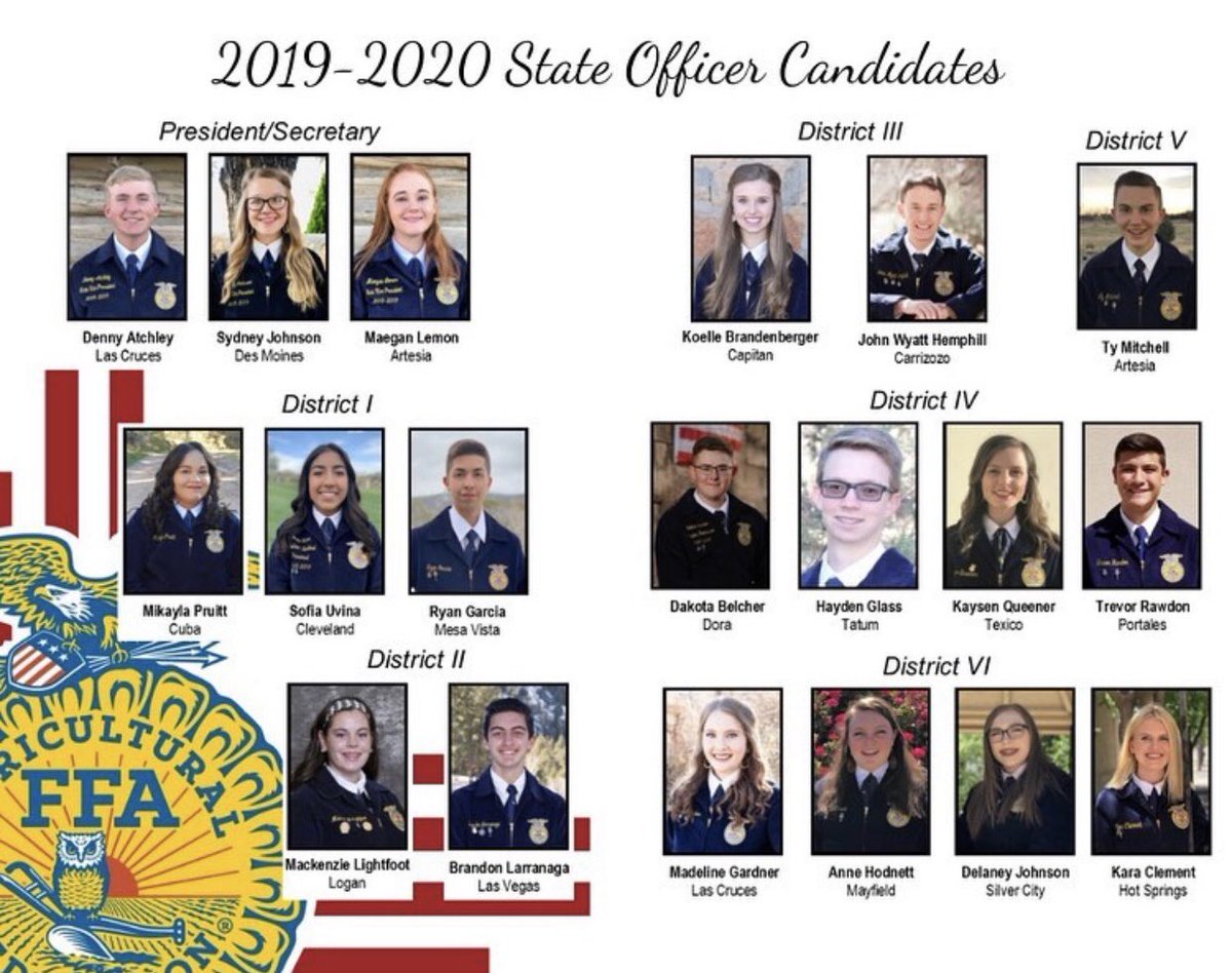 hotsprings_ffa's tweet photo. Good luck to all the Officer Candidates including our very own President Kara Clement as she runs for District VI President State Vice President! ⭐️💙 https://t.co/4D28woOX4D