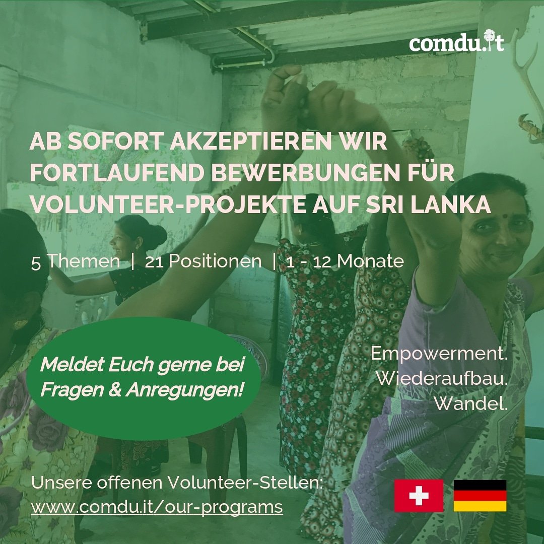 Wir akzeptieren fortlaufend Bewerbungen für Volunteering-Projekte in den bürgerkriegsbetroffenen Regionen Sri Lankas! #comduit #volunteering #tamildiaspora