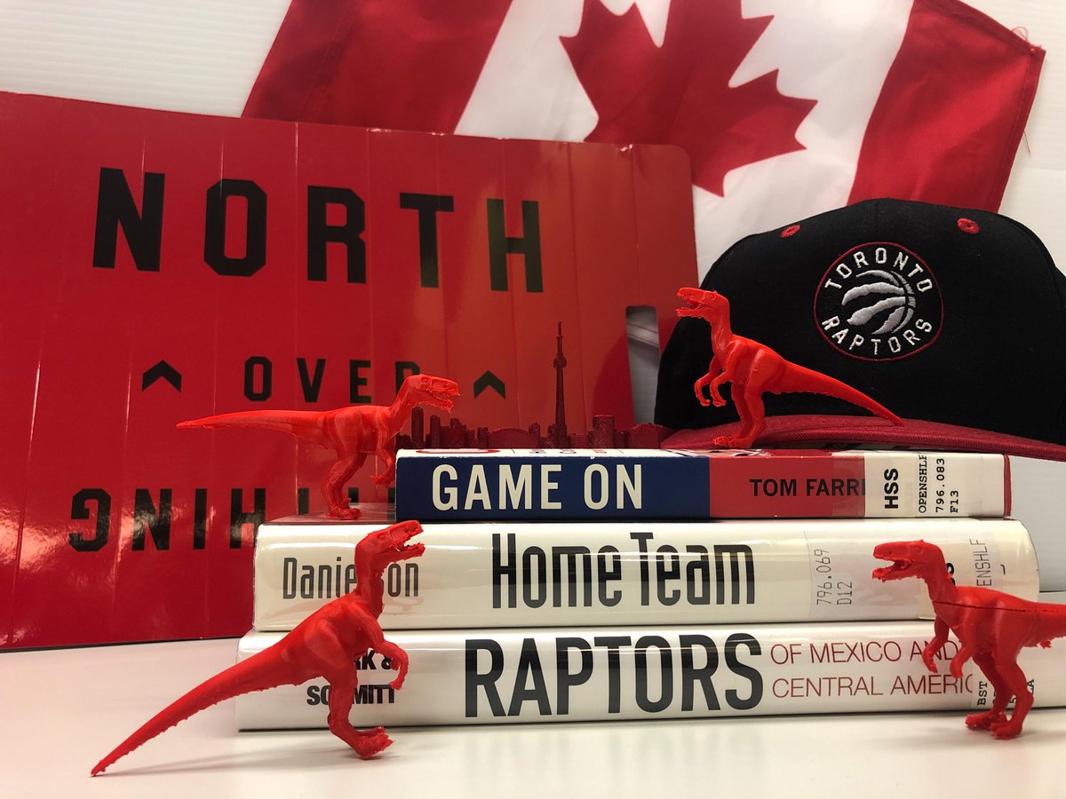 torontolibrary's tweet photo. 1 win down, 3 to go. Let's do this @Raptors! 

@oaklibrary @SFPublicLibrary #WeTheNorth #RaptorsvsWarriors #NBAFinals https://t.co/385NRi62bF