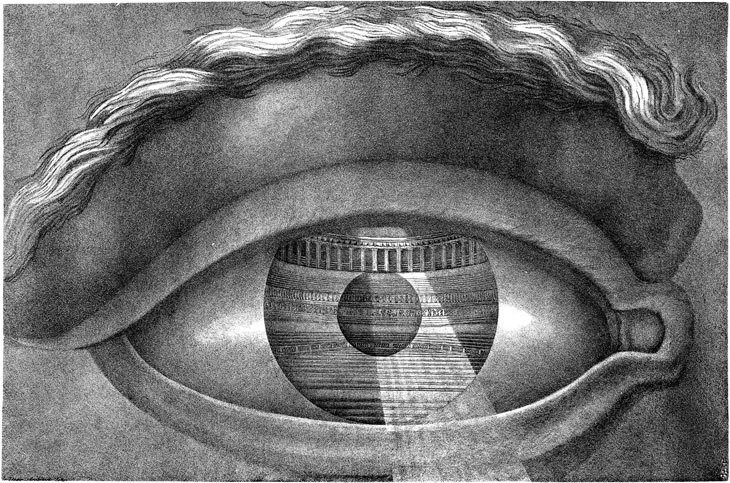 Claude Nicolas Ledoux, The interior of the Theatre at Besancon reflected in the pupil of an eye, 1784