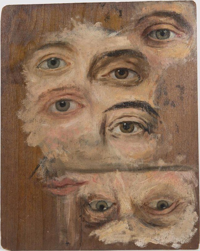 Unknown artist, 19th century - Study of eyes, oil on panel, 27 x 22 cm.