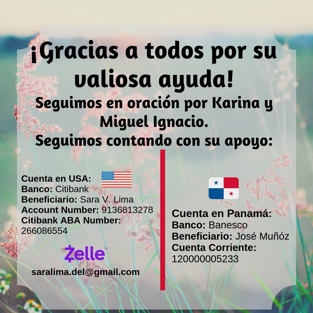 caroalca's tweet photo. Karina y su hijo Miguel Ignacio fueron víctimas del terrible accidente del viernes en #Panamá siguen necesitando de todo nuestro apoyo. Por favor ayuden a divulgar esta información. #Venezuela #RT https://t.co/L2Yqvw12ir