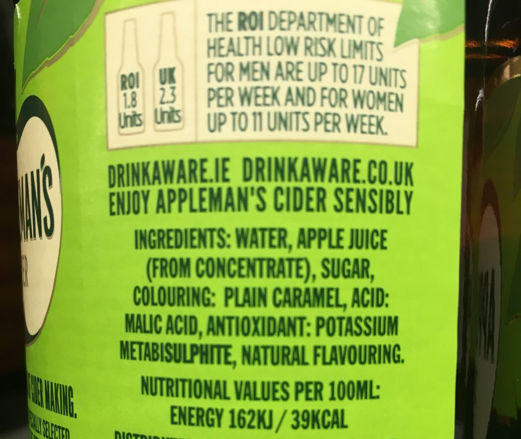 IdahoNua's tweet photo. The label below is attached to a bottle that promotes itself as a Cider that is all about “notes of apples”

This is not real Cider...

Real cider is made by people like @theapplefarmer and contains only apples and supports Irish growers. https://t.co/rQK77nBDAN