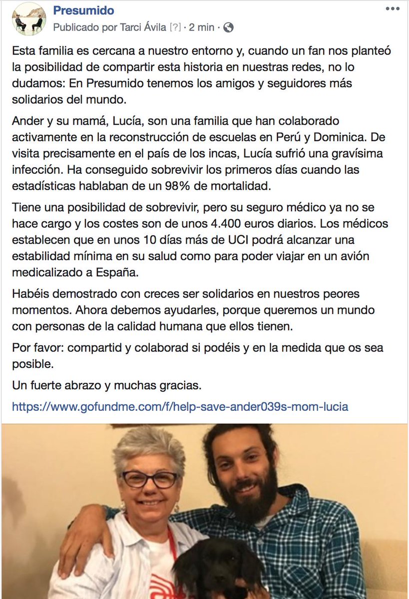 POR FAVOR, ESTO ES DE EXTREMA URGENCIA:
Sabemos que Twitter no es la red más apropiada para leer más de dos líneas, pero la mamá de esta familia (de nuestro entorno cercano) puede sobrevivir si le ayudamos.

Muchísimas gracias por adelantado.

Enlace aquí: tinyurl.com/y5nfz84w