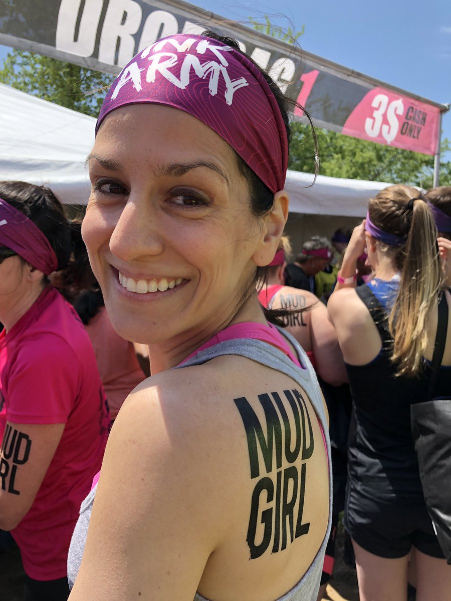 drlauraimola's tweet photo. Why don’t you go jump in the mud?  Me: Ok!  #mudgirl #mudgirl2019 #breastcancerresearch #pinkarmy #yestothemess https://t.co/UndBWSEPfu