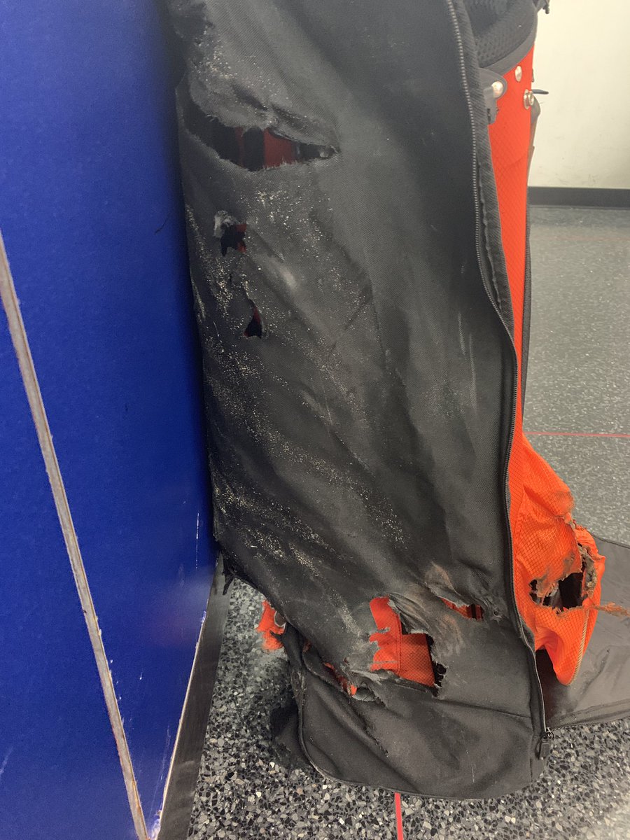 W.T.F.? <a href="/UNITEDA1RLINES/">UNITEDAIRLINES</a> my <a href="/Hooters/">Hootie</a> golf bag got royaly thrashed in transit to Chicago last night