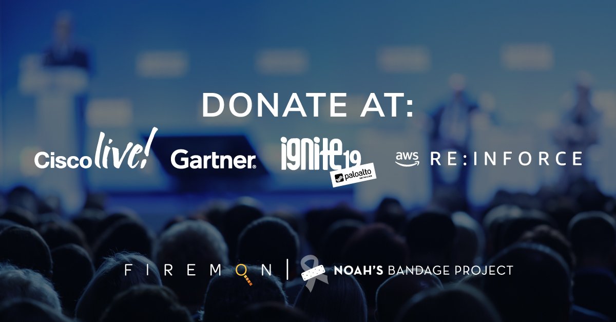 FireMon's tweet photo. No fun giveaways at our booth this year. Instead, we will host a collection drive for @nbp_bandages! Look for our booth at any of these four conferences and drop off bandages. Or stop by to scan your badge and weβll donate $2! #TeamFireMon #FireMonNBP https://t.co/v5f6K51raJ