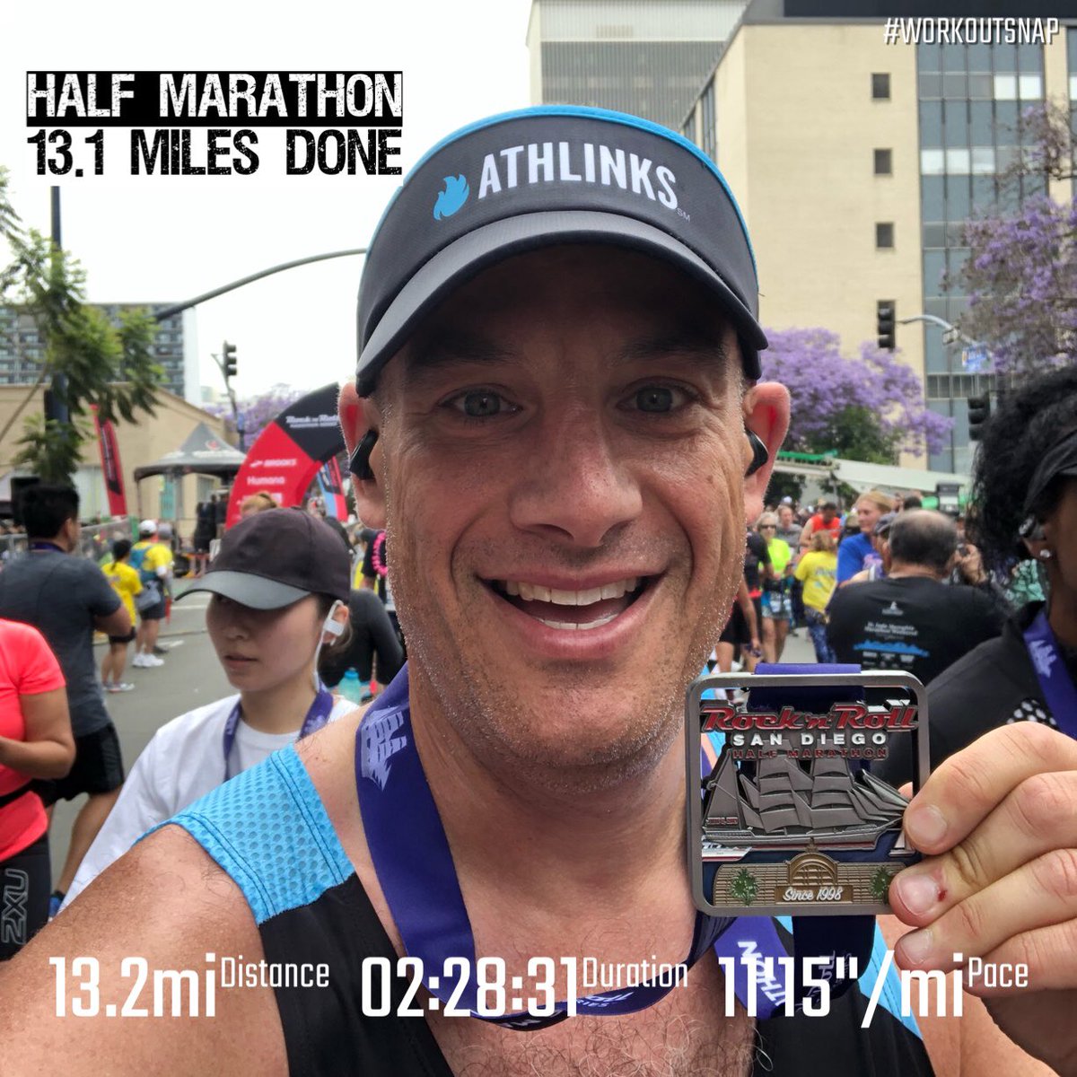 barmach's tweet photo. What an amazing race; perfect weather and incredible support along the entire course. Took two minutes off of my time from last year. Hard work pays off! #rnrsandiego #athlinksignited #teamnuun #azrunner  #linstarunners #runnersworld #runnerslife #runhappy #workoutsnap https://t.co/bTpet4aTyH