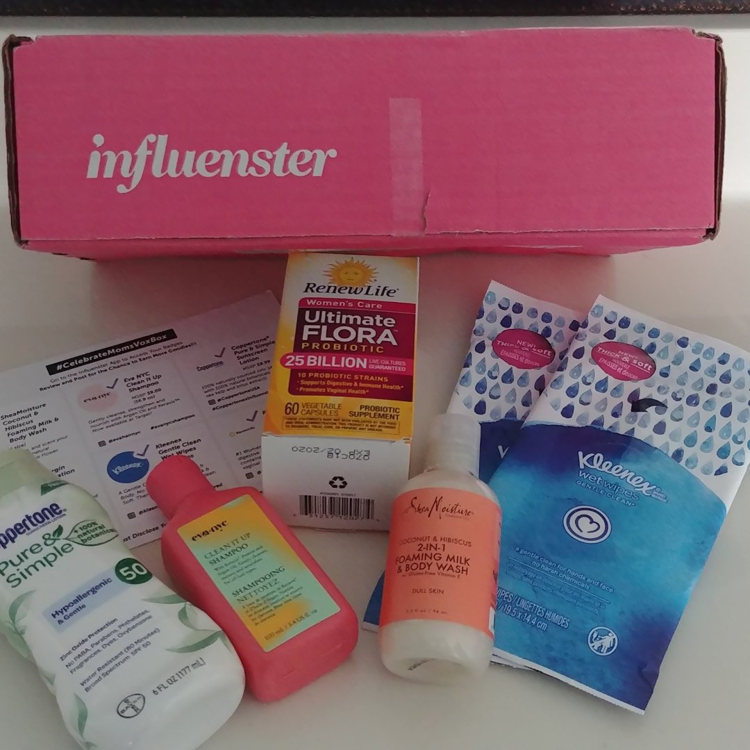 RaisingSamuels's tweet photo. #celebratemomsvoxbox #complimentary #sponsored #cocoforshea @sheamoisture #evanycshampoo @evahairnyc #nosinkrequired @kleenex #coppertonexinfluenster @coppertoneusa #whatthegut @renewlife https://t.co/84Z6z2cT9U