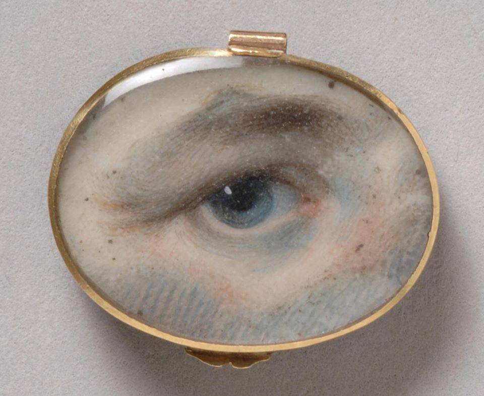 Brooch featuring a portrait of a man’s right eye, made in England, c.1800