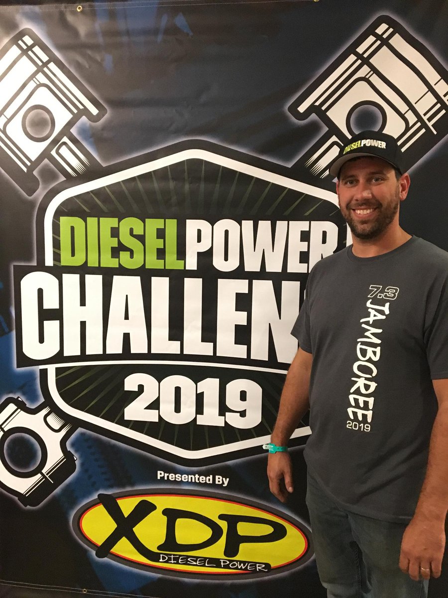 dieselpowermag's tweet photo. Matt Maier and his '97 F-250 just arrived to Diesel Power Challenge 2019, presented by XDP. #DPC2019 #XDP #amsoil #ppediesel #kchilites #arpbolts #atsdiesel #atsdiesel #uti #furyoffroadtires #victorreinz https://t.co/zZglR35Xq3