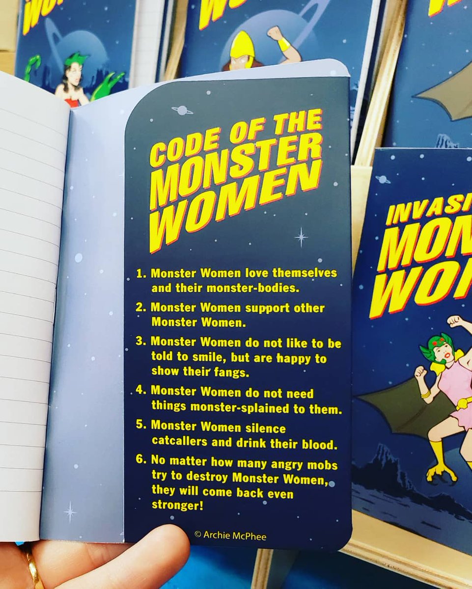 rdbooks's tweet image. &quot;3. Monster Women do not like being told to smile, but are happy to show their fangs.&quot; 🦇👽🙃
#monsterwomen #pocketnotebook #notebook
