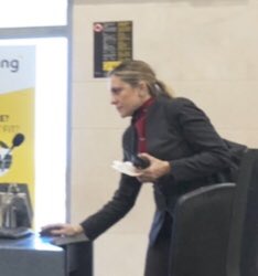 f_mills_'s tweet photo. At @aeropuertoSVQ on 19 May, I approached this @lufthansa gate agent. Before I could ask her anything, she screamed “I can’t help you right now!” How dare she treat me like one of her poor children? Never again will I fly this airline. https://t.co/IS3j4M6vh1