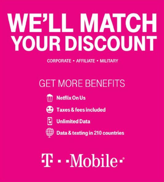 There’s no better time to join the Un-carrier...it’s time to “Bring Your Own Discount!” T-Mobile will now MATCH or even BEAT your current eligible wireless discount when you switch service. #AreYouWithUs #Shreveport #Bossier #Beaumont <a href="/TonyCBerger/">Tony Berger</a> <a href="/bnash001/">Brad Nash</a> <a href="/loriadavis44/">Lori Davis</a>