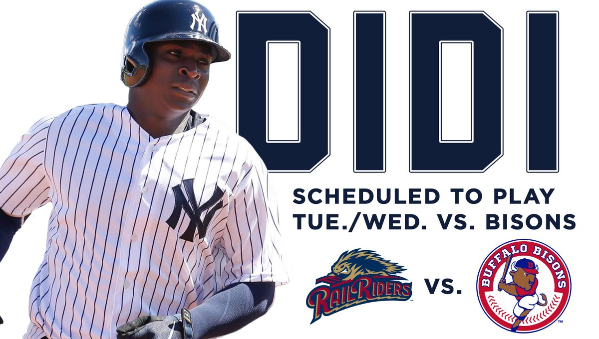 BuffaloBisons's tweet photo. #Bisons homestand begins Monday with Yankees SS Didi Gregorius scheduled to play for the RailRiders on Tues/Wed as part of his MLB injury rehab assignment.

🎟️: https://t.co/w7abj8cMfJ https://t.co/hUxSaRAJFY