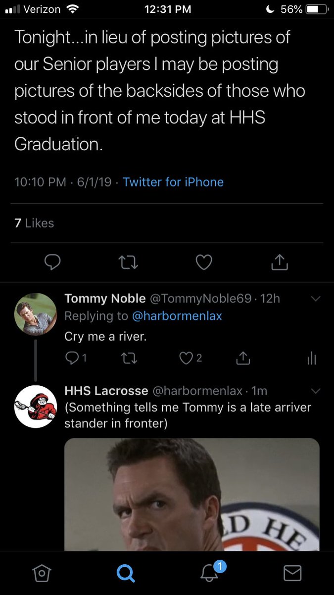 TommyNoble202's tweet photo. @harbormenlax @TommyNoble69 The person behind this account couldn’t handle the heat so he deleted the thread. Bad look for the Hingham Lacrosse team as they head into the playoffs. If you sign up for twitter you better be ready for the war. #getoutthekitchen #snowflake https://t.co/YSKrOqxUIG