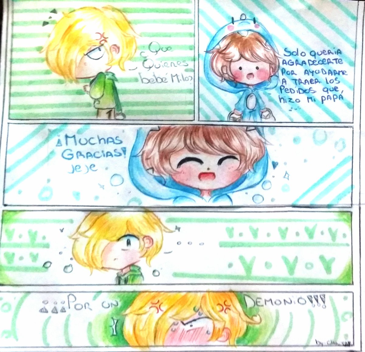 Clarita_Draw's tweet photo. ;^; @BebeVitaReal y @BebeMiloYT UwU 💚💙💚💚💙🙂👐👐👐💓un comic que hice yop por aburrimiento UvUr https://t.co/l4x4YKueij