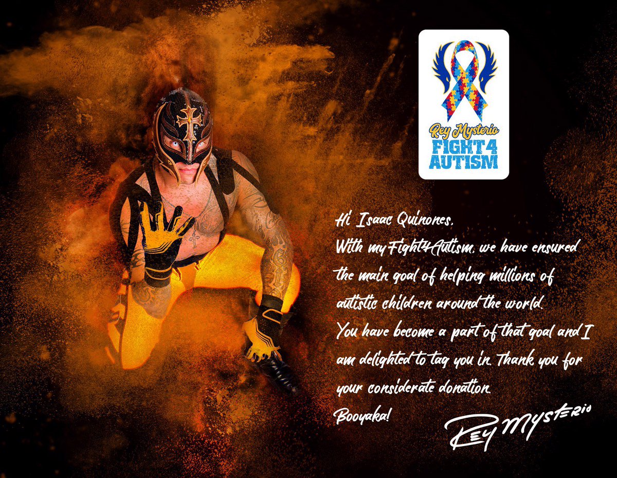 Isaac_x_q's tweet photo. Shout out to @reymysterio! #Fight4Autism https://t.co/Ka4HRvOCr2