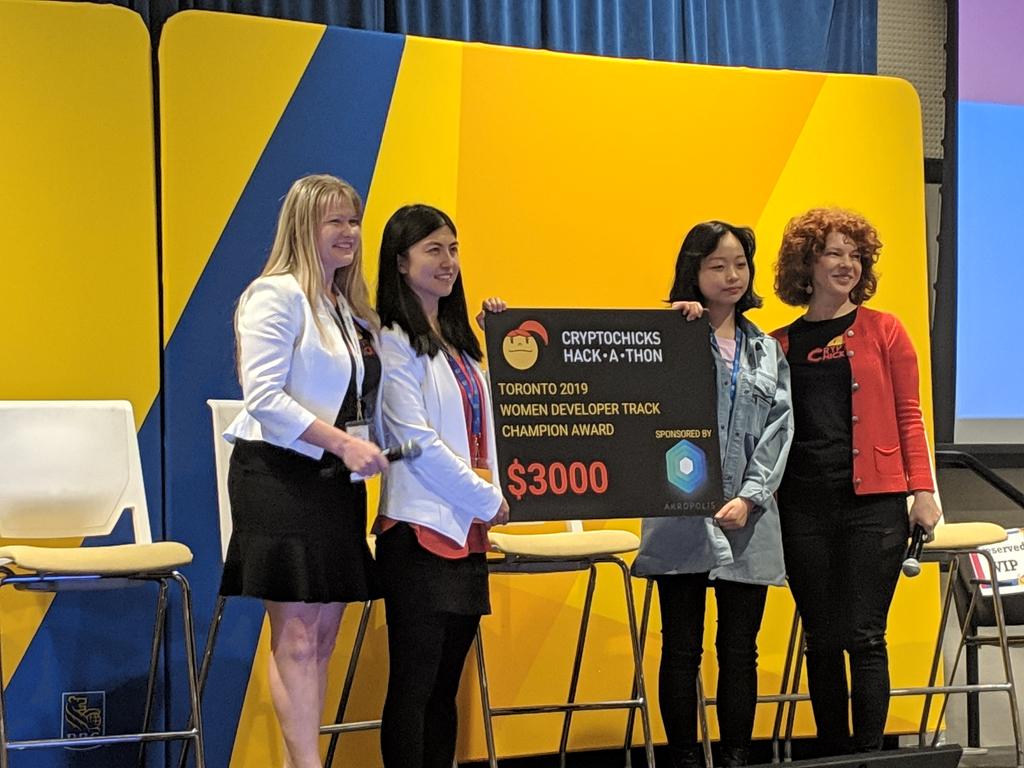 CryptoCanucks's tweet photo. Wow! Super impressed with all the projects that were built this past weekend at #CCHack2019 . Congratulations to all the winners and for @crypto_chicks for hosting an amazing event. 

#cryptocurrency #blockchain #toronto #hackathon #hackernews #ETH #fintech https://t.co/eoBGBnVoYm
