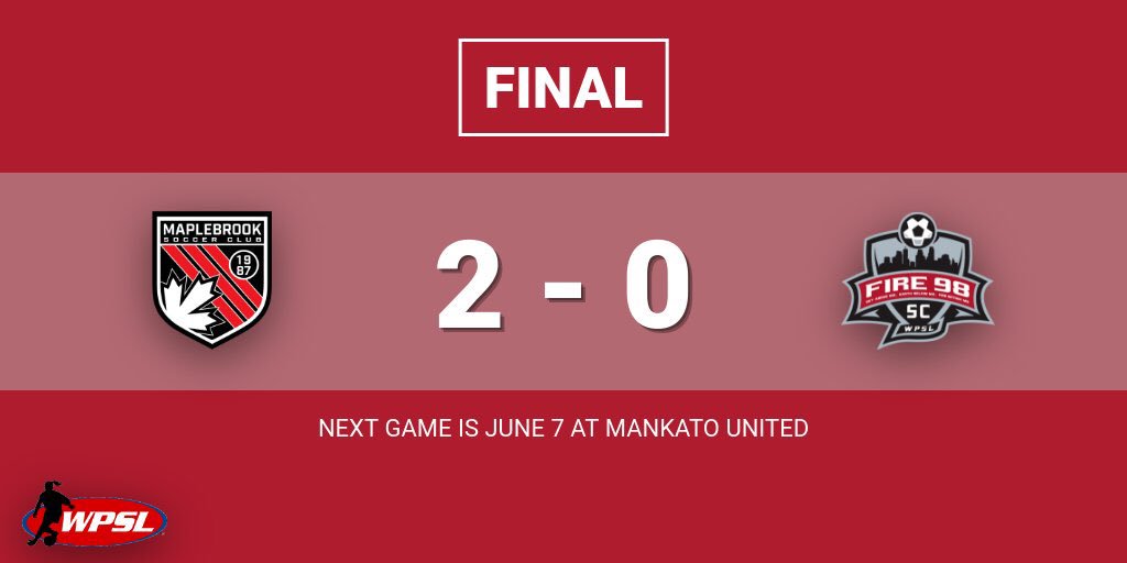 FireSC98's tweet photo. FINAL SCORE:
Tonight’s season opener ends in a 2-0 defeat. Back in action on June 7 in Mankato!
#firesc98 https://t.co/wMa2ClSLS8