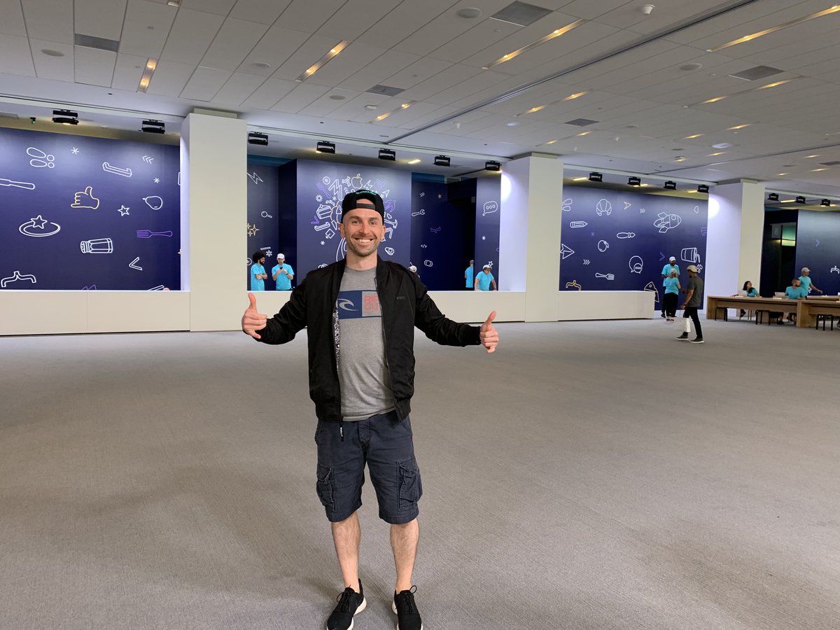 paveldusatko's tweet photo. If you’ve ever been curious about #Kickstarter’s #iOS app and how we do things please come and say hi. I can still fit in couple more friends in this photo 😂😂😂 #WWDC19 #OSS #ReactiveSwift #A11y #DynamicType #Playgrounds https://t.co/o8bLNwWNs5