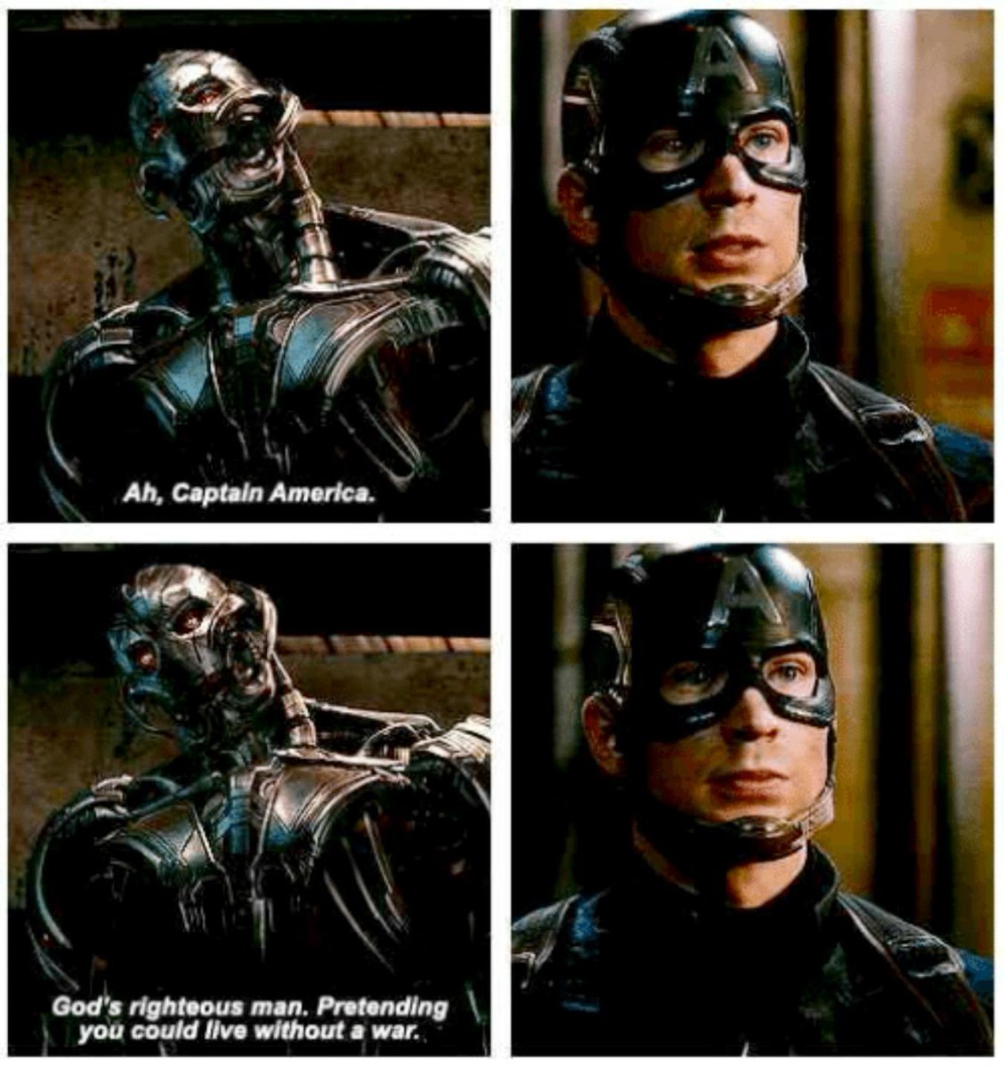 theCaptainAFan's tweet photo. Ultron was wrong. He lived a life without a war, a good life. Captain America's ending isn't just a happy one, it's also Steve developing from wanting to be just a soldier. https://t.co/3XaSDtGfbl