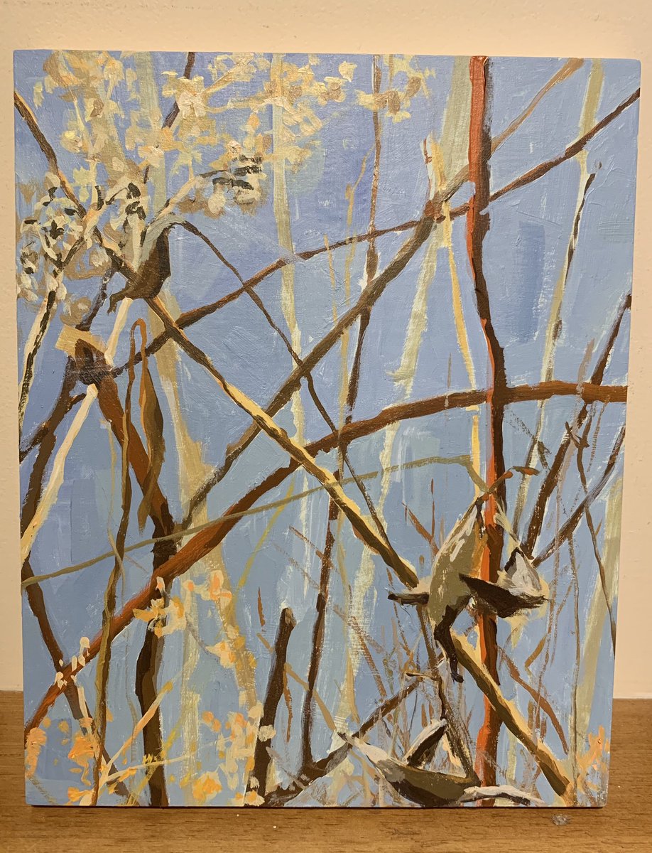 meganrmcm's tweet photo. @ArtEdRIChat1 Megan Hall here from SHS.  I’ve been working on some seasonal paintings from my garden.  Here’s winter &amp; spring. #artedrichat https://t.co/nMtgYLjHJP