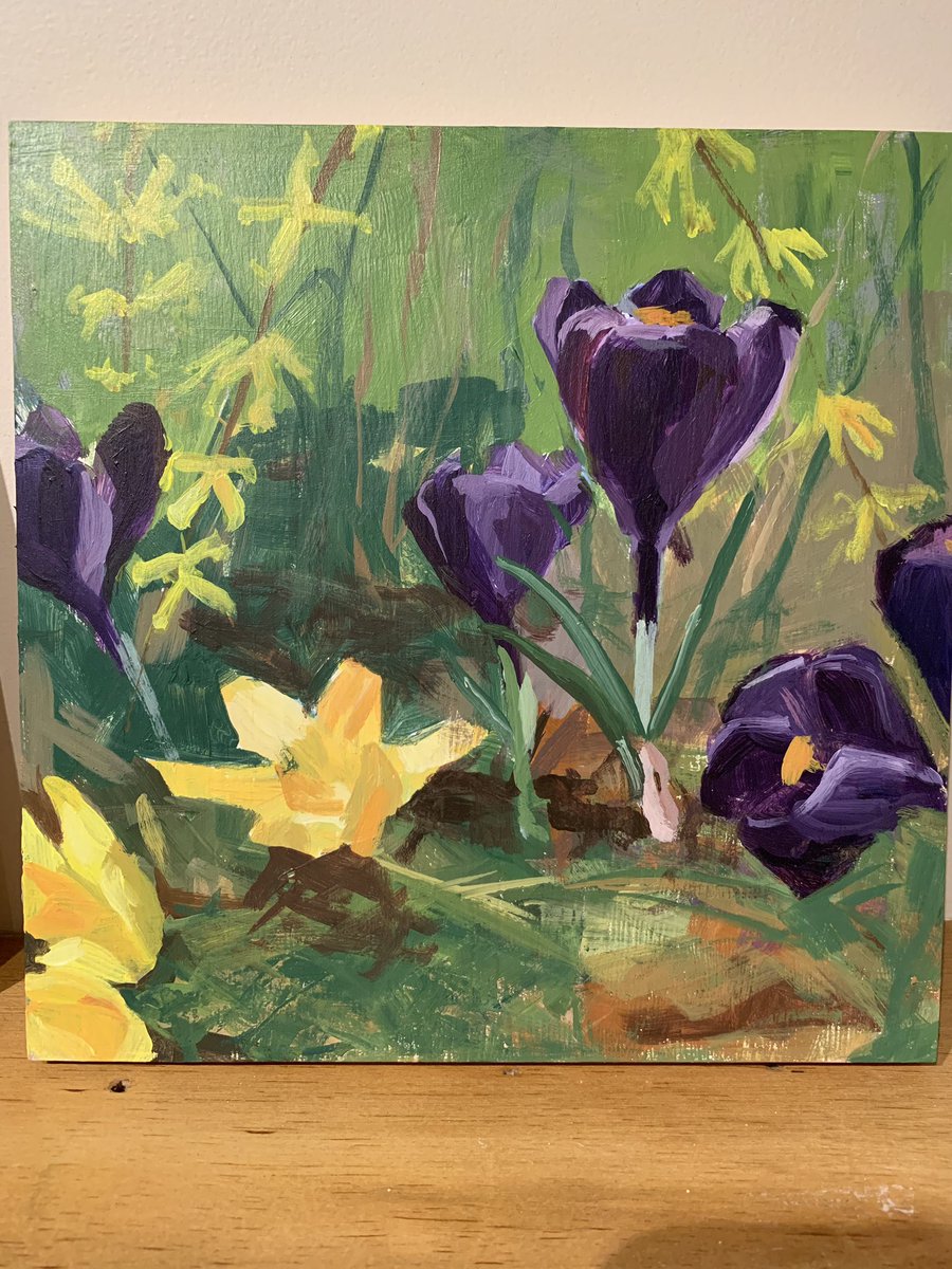 meganrmcm's tweet photo. @ArtEdRIChat1 Megan Hall here from SHS.  I’ve been working on some seasonal paintings from my garden.  Here’s winter &amp; spring. #artedrichat https://t.co/nMtgYLjHJP