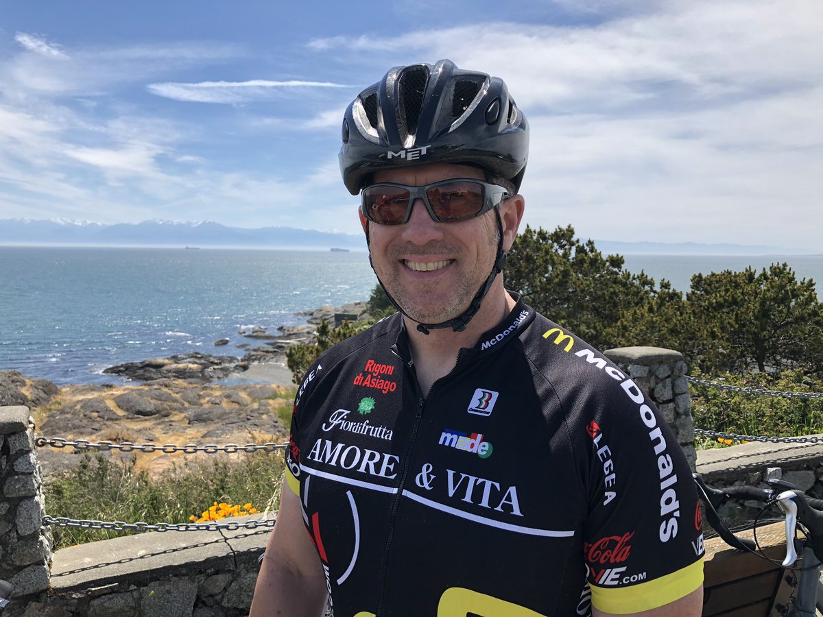 Another great training ride today! Captain stung by a bee, helped a little girl back on her bike, saw a robber get taken down, and caught a glimpse of an air show! What a day! #colt2019 #cycleoflifetour #yyjbike