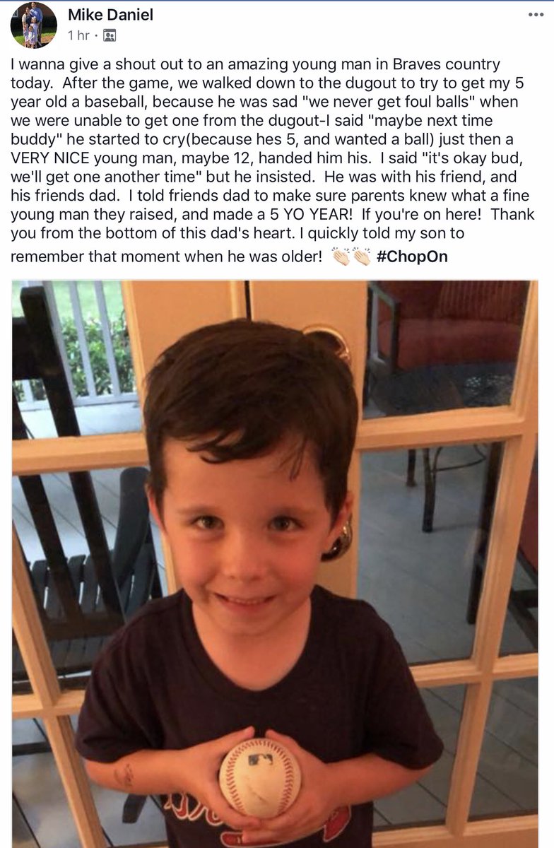 tblosser's tweet photo. Hey @JeffFrancoeur @KelsWingert though you would like this story.  #braves #ChopOn https://t.co/RjWcmIabbq