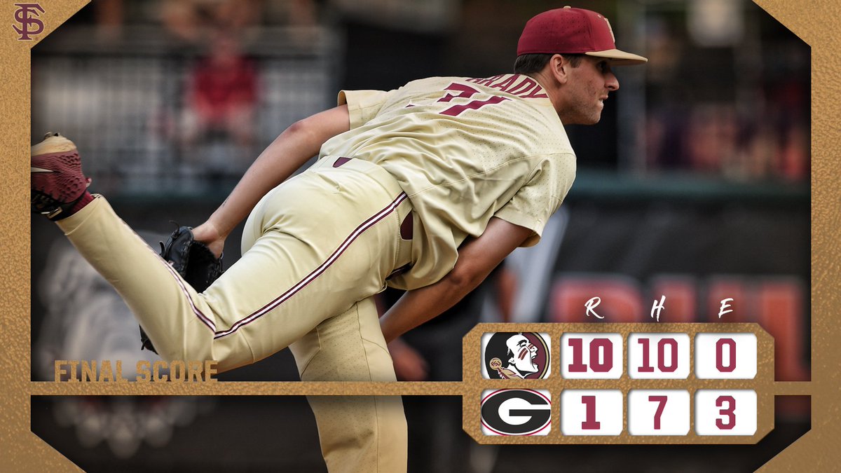 FSUBaseball's tweet photo. All good things must come to an end...but not yet baby! 

We're advancing to the Super Regionals for the 17th time!

WP: Grady (9-5)
LP: Wilcox (3-2) https://t.co/9Fyjw1Lyik