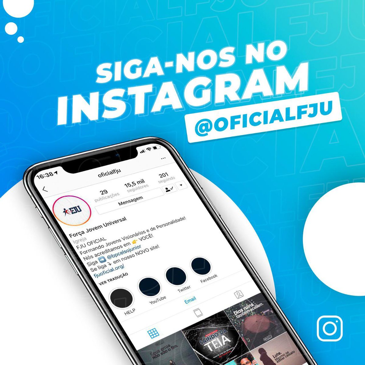 fjusaopaulo's tweet photo. E aí, já segue a @oficialfju no Instagram!?
#VemPraFJU #FJU 😉📱 https://t.co/e2dNJS6tRd