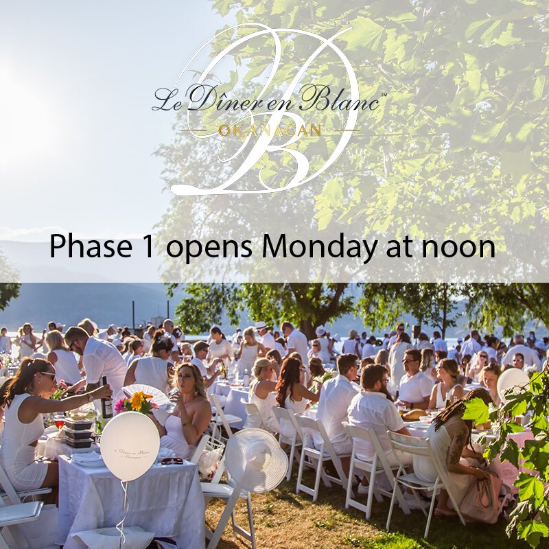 All phase 1 invitations have gone out and Phase 1 opens tomorrow at noon.  Spaces are limited so please register promptly.  #wearwhite #debokanagan #Okanagan