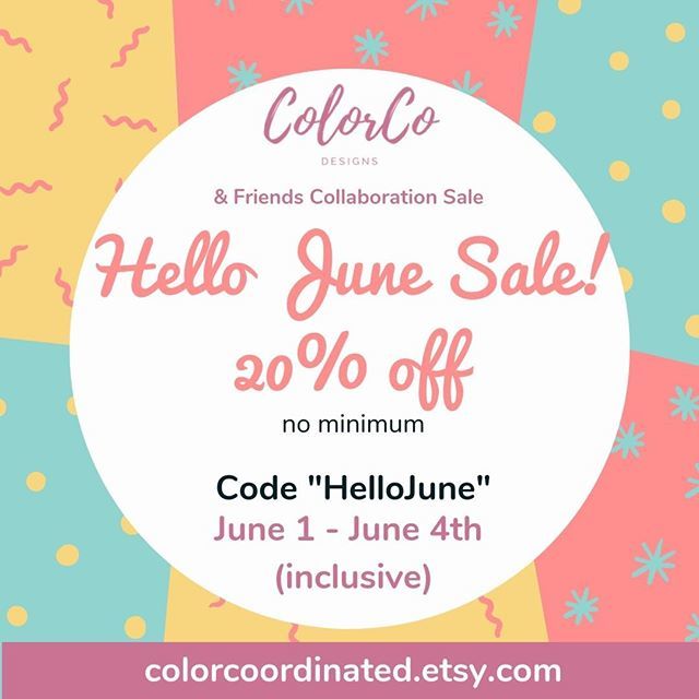 colorcodesigns's tweet photo. ☀️Happy JUNE!⠀
To celebrate, we're having sale with some of our friends! ⬇️⠀
Use code "hellojune" at these shops from June 1-4 for a discount! ⠀
** more shops will be added later!**⠀
- 20% off https://t.co/HX5RopxWWb⠀
@colorcodesigns⠀
- 40% off https://t.co/EG0P0bqIU8 @… https://t.co/ilDhpZU0cl