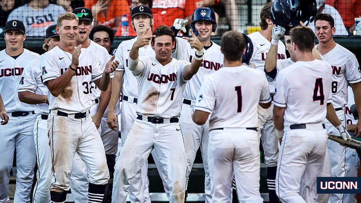 UConnHuskies's tweet photo. HUSKIES WIN‼️

@UConnBSB takes down No. 9 Oklahoma State to advance to a winner takes all final tomorrow night!

#HookC | #BleedBlue https://t.co/GHZArXi85x