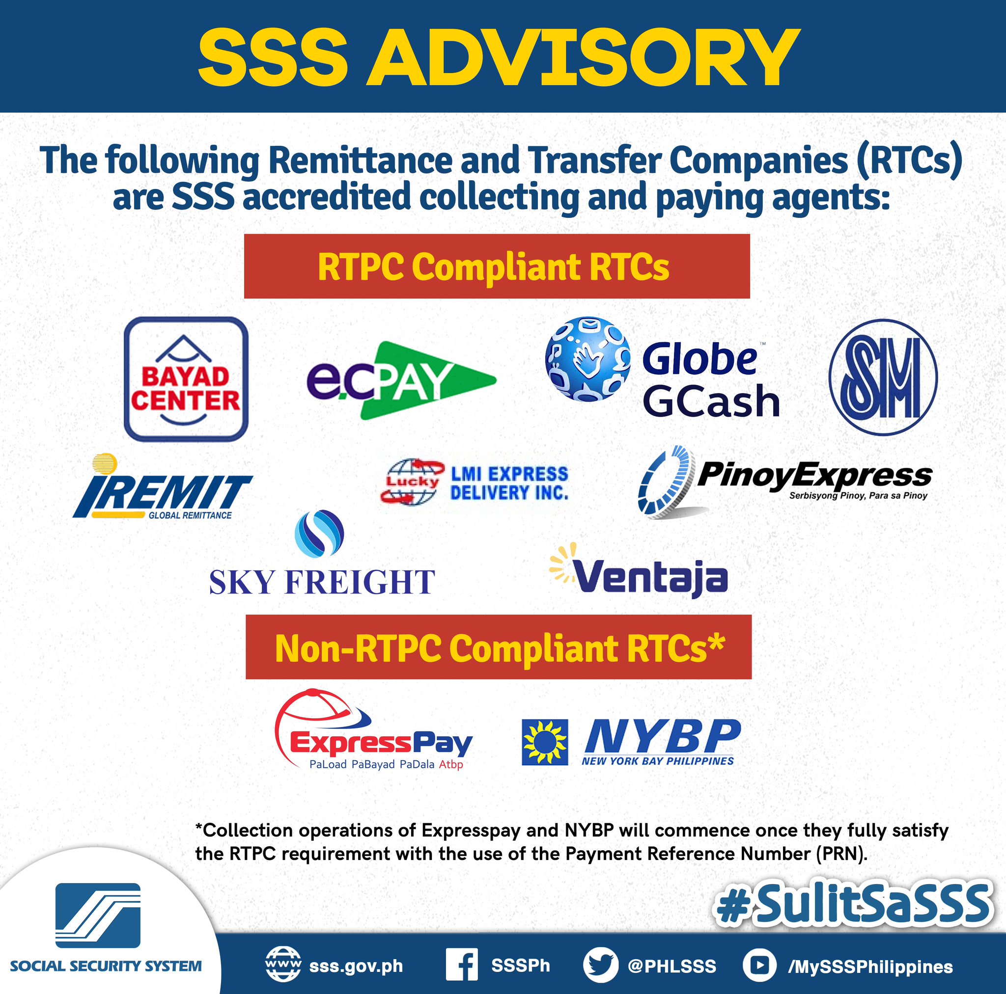Social Security System on Twitter: "@annAnnette420 Mabuting Araw. We regret  to inform you that LBC is not yet recognized as as an official Remittance  and Transfer Companies of SSS. For assistance, you