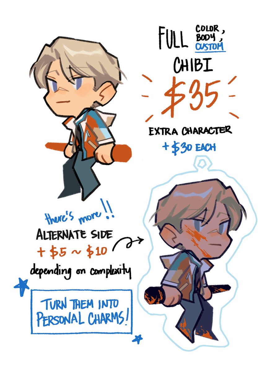 RT ? | CHIBI COMMISSIONS

Shoot me an email at denevngart@gmail.com to reserve a slot - don't worry if you don't have refs at hand yet!

5 slots per batch, I might open more though!

Info and updates: https://t.co/rLKMr5wdw0 