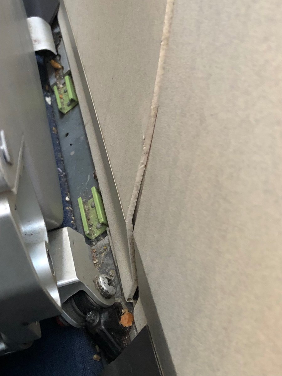 cHarrttt's tweet photo. @united Actually taking care of your planes would be a start... my flight was at 7 this is not a days worth of dirt.... not to mention that window is literally on the verge of falling out. How is that safe?? https://t.co/CoycU4a0Ho
