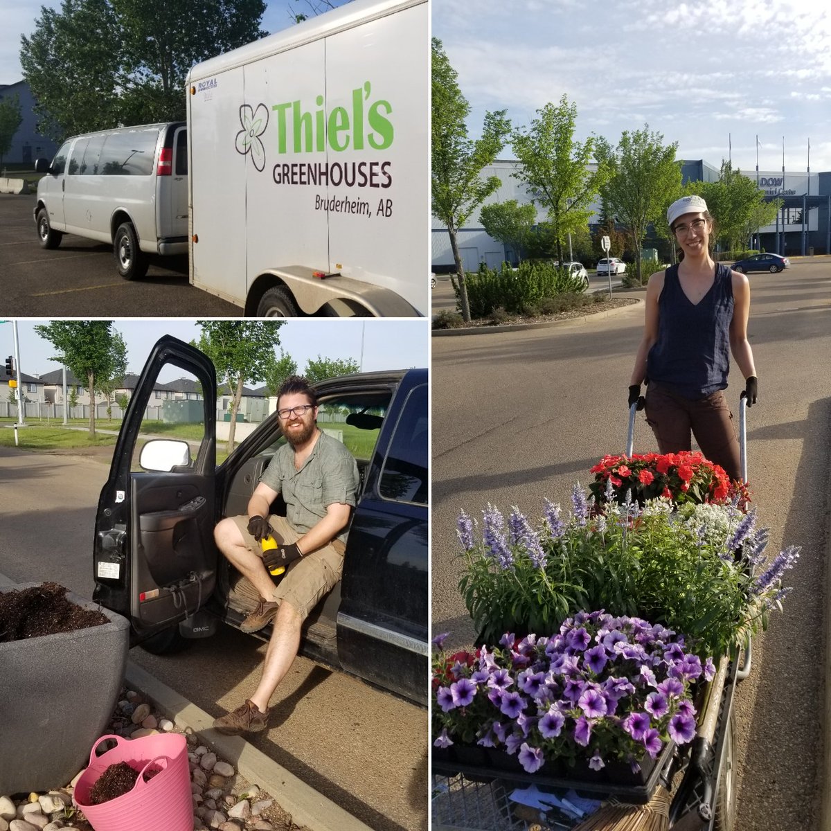 ThielsGH's tweet photo. Beautiful eve to get custom planting doneπ±ππ Thiels-on-Wheels! #letsgrowsomethinggreen #recordtime #bossteam #flowerpower #werock! https://t.co/0VEJYU1PPr