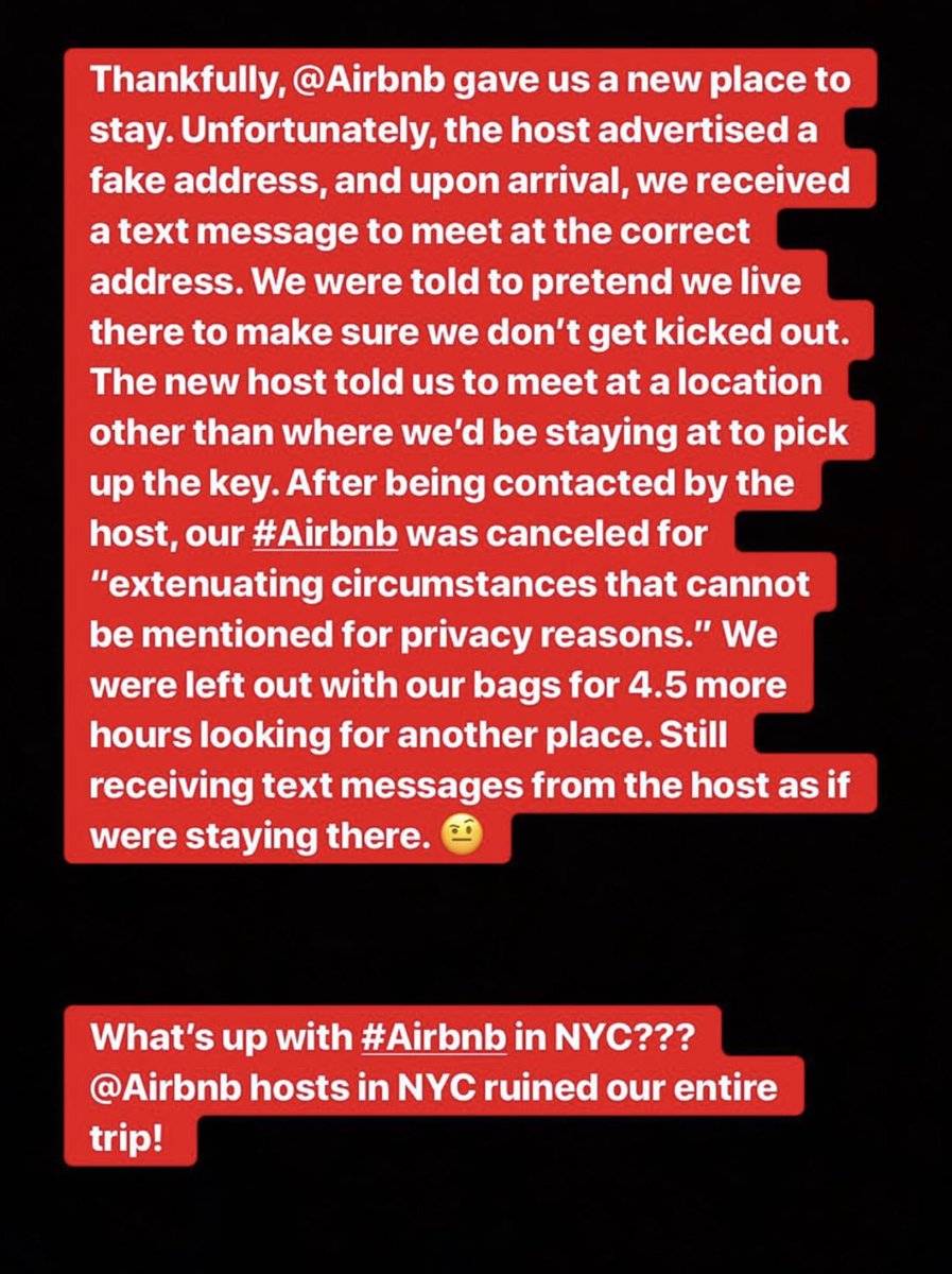 mcisero24's tweet photo. Still no real solution or official communication from @AirbnbHelp @Airbnb. Our weekend in nyc was pretty much ruined. #EastSideKate https://t.co/o3hQnyUvEm