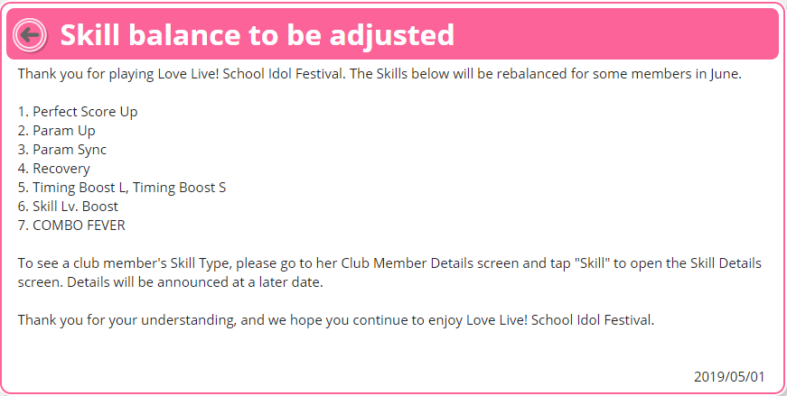 Zehel En Twitter En Ww Llsif Notice 13 5 Hours Version Update Maintenance From 2am To 3 30pm Utc On Tuesday June 4 Most Likely The Update Is For The Skill Balance Which Was Announced